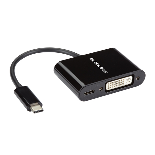 VA-USBC31-DVIC, USB-C Adapter - USB-C to DVI Adapter with Power 1080p @ 60Hz, (20V 3A), DP 1.2 Alt Mode - Black Box